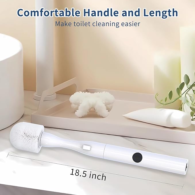 Electric Toilet Brush, HKFIF Toilet Brush with Holder, 360 Degree Powerful Cleaning Easily Eliminate Stains and Residue, 2 Speeds Rechargeable Motorized Toilet Scrubber-Ruum Studio Home