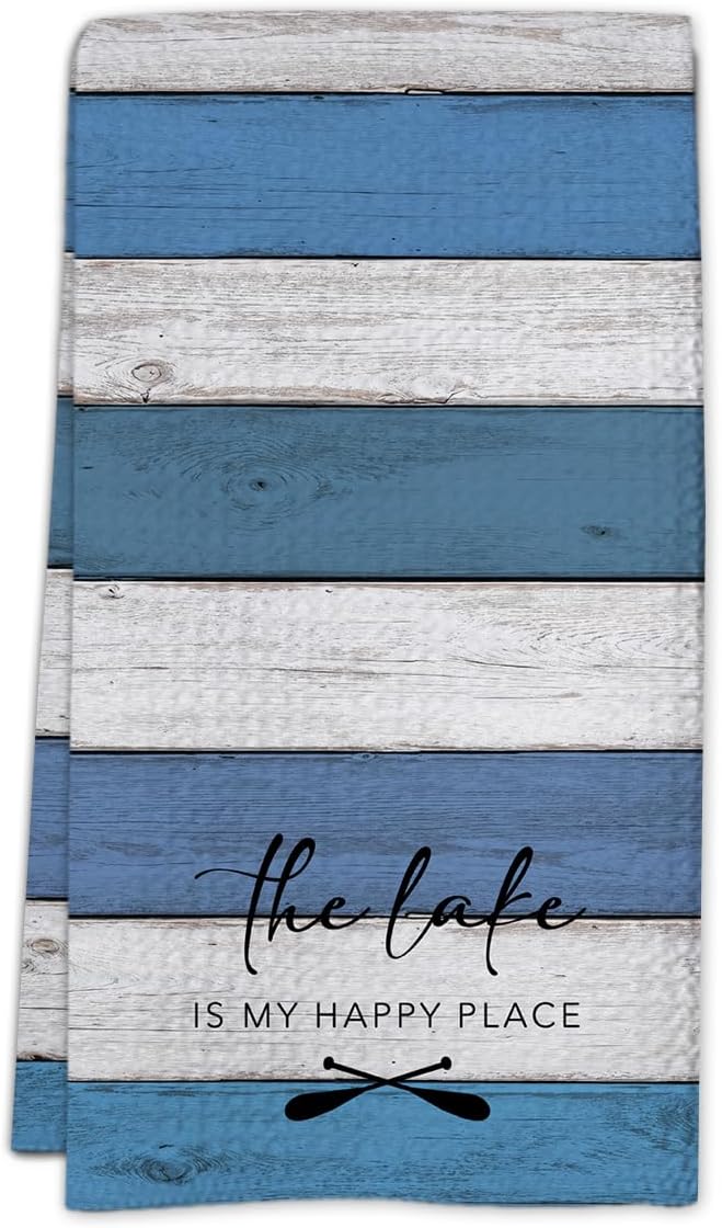 Lake House Dish Towel, Waffle Weave Microfiber Kitchen Cloth, Rustic Lake Decor for Home, Nautical Bathroom Accent, Lakehouse Gift Idea for Cottage Cabin Vacation Retreat - A04-Ruum Studio Home