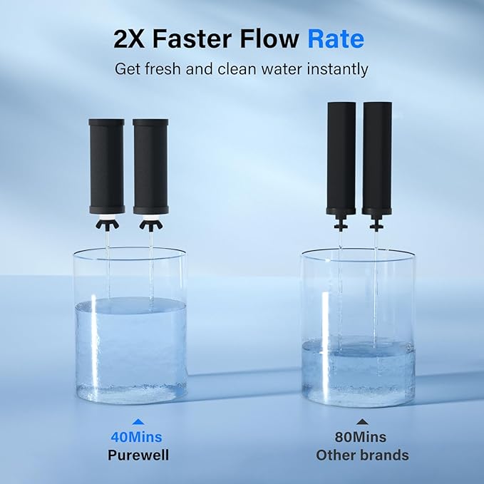 Purewell 8-Stage PF-3&FL-2 Purification Elements Set, Replacement Filters for ProOne® and Berkey® Filters, ProOne® Big+ or Berkey® Big+ Water Filter System and Purewell System (4 Pack, K Series)-Ruum Studio Home