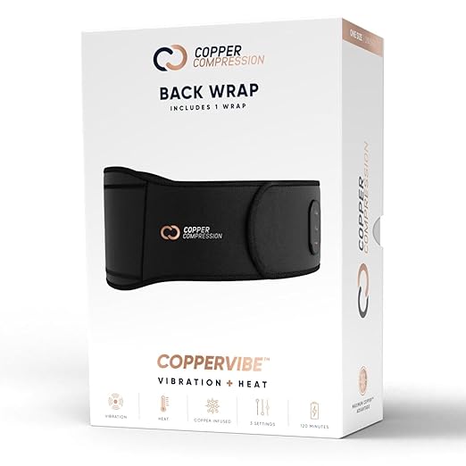 Copper Compression CopperVibe Vibration + Heat Therapy Back Wrap Vibrating Heating Massager Pad for Lower Back Pain Relief, Lumbar Muscles, Herniated Disc - Treatment Brace Device for Women & Men-Ruum Studio Home