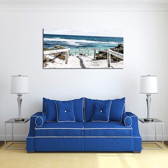 DZL Art S74275 Rottnest Island Beach Seascape Painting Sea Nature Pictures Wall Art Canvas Prints Painting Ready to Hang for Living Room Bedroom Decor Office Wall Decor Home Decoration-Ruum Studio Home