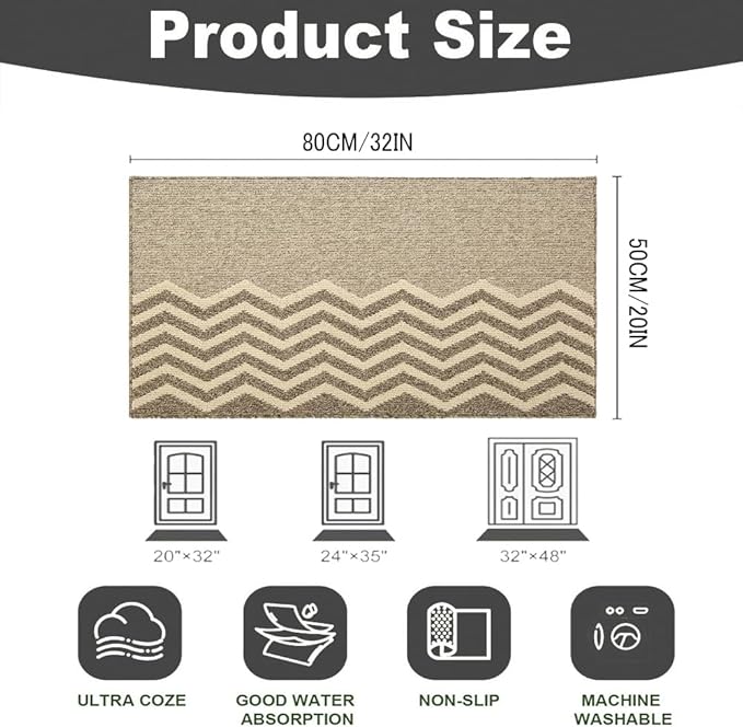 Indoor Doormat, Non-Slip Front Door Mats, Outdoor Welcome Mat Washable, Low Profile Indoor DoorMats for Entryway, Floor Inside Back Door Mats (20"x32")-Ruum Studio Home