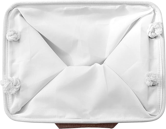 Organization and Storage Basket for Organizing - 16x12x8 inch Large 4 Pack Fabric Storage Cube Collapsible Storage Bins for Shelves, Storage Box for Cloth Books Canvas(White & Flaxen)-Ruum Studio Home