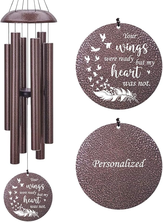 Wind Chimes Personalized, Metal Deep Tone Wind Chimes in Loving Memory, Custom Text for Loss of Loved Mom/Dad, Sympathy Gifts Wind Chime Memorial Gifts for Funeral Outdoor 36inch-Ruum Studio Home