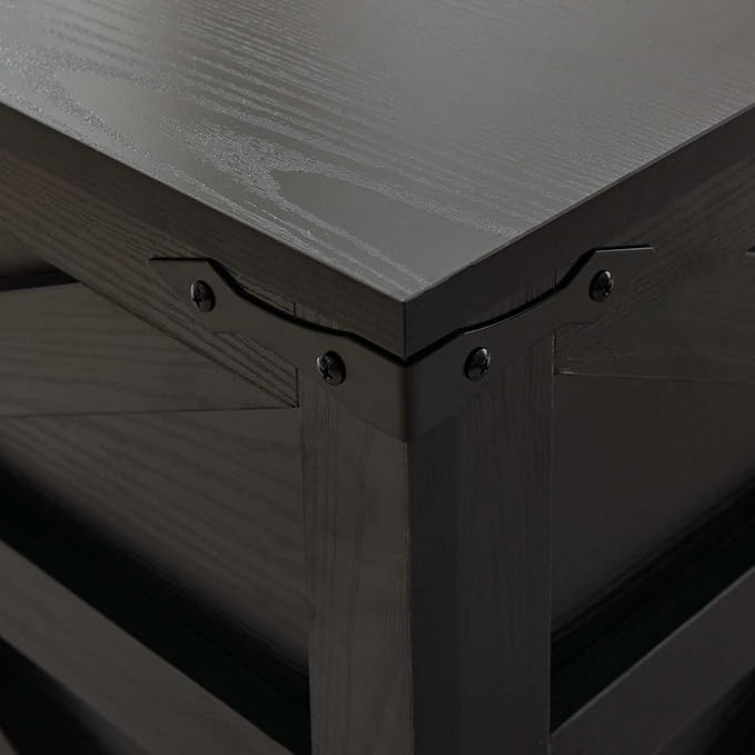 Black Coffee Table with Storage, Cocktail Table with Hinged Lift Top, Farmhouse Square Wood Center Table with Large Hidden Storage Compartment for Living Room, Square Coffee Table, Metal Edges Decor-Ruum Studio Home