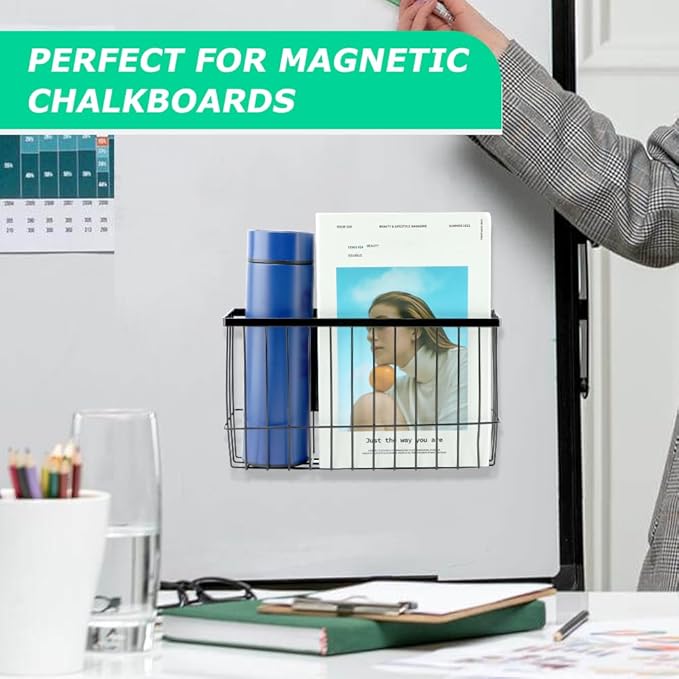 Magnetic Storage Basket Organizer for Fridge & Kitchen, 11lb Capacity Essentials Holder, No Tools Needed, Adjustable & Removable Spice Rack for Plastic Wrap, Foil, & More-Ruum Studio Home