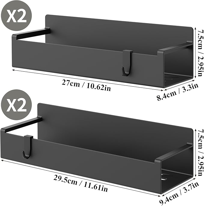 4 Pack Magnetic Spice Rack Organizer for Refrigerator and Oven, Black Fridge Organizers and Storage for Kitchen-Ruum Studio Home