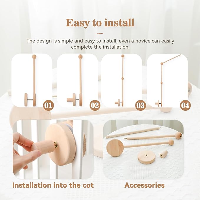Baby Crib Mobile Arm,HBM Wooden Mobile Arm for Crib Mobile Hanger for Crib Baby Girl Nursery Decor-Ruum Studio Home