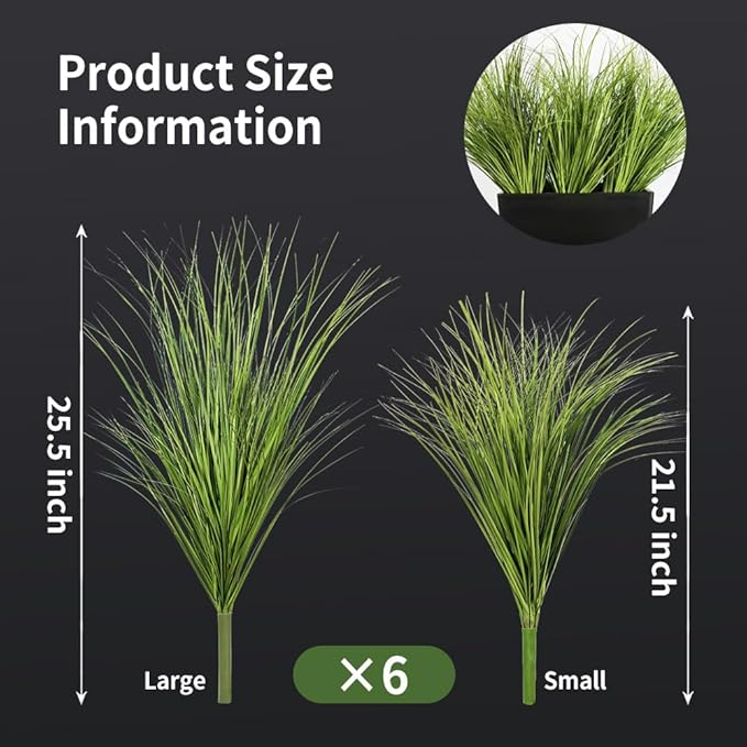 Melorca&Guilla Artificial Plants 6PCS 25.5“ Fake Tall Onion Grass,Faux Grass Plant,Artificial Grass Greenery Shrubs Bushes for Garden Porch Window Box Shop Office Home Décor-Ruum Studio Home