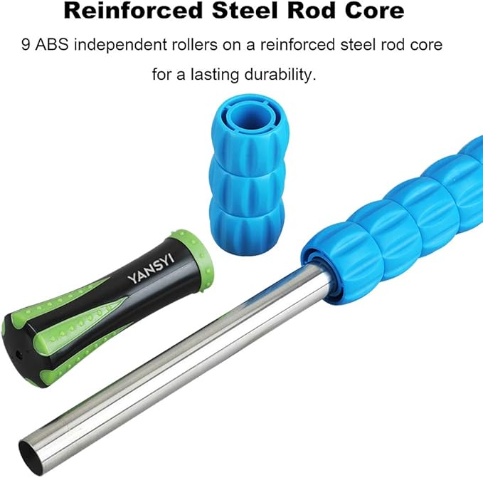 Yansyi Muscle Roller Stick for Athletes - Body Massage Roller Stick - Release Myofascial Trigger Points Reduce Muscle Soreness Tightness Leg Cramps & Back Pain for Physical Therapy & Recovery (Blue 2)-Ruum Studio Home