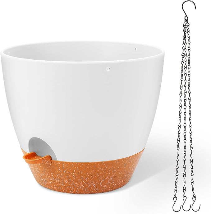 GARDIFE Large Hanging Planter, 12 inch Hanging planters for Indoor. Outdoor Plants, Self Watering Plant Pot, Plant Hanger, White-Ruum Studio Home