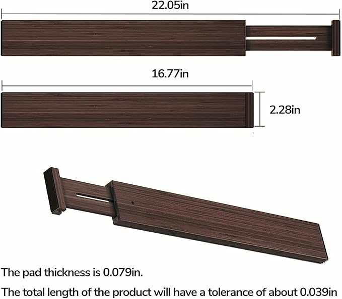 BAMEOS Drawer Divider,Expandable Bamboo Separators Adjustable Utensil Knife Fork Tool Kitchen Organizer, Clothes Fabric Drawer Organizer In Bathroom Bedroom Office, Cabinet Dresser Organizer 4-pack-Ruum Studio Home