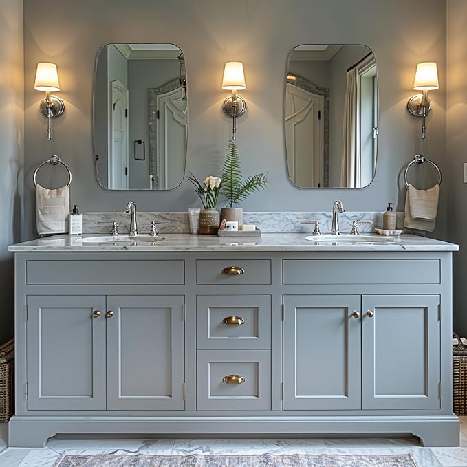 ANDY STAR Chrome Bathroom Mirror, 24x40 Inch Polished Chrome Oval Mirror for Bathroom with Stainless Steel Metal Frame, Oblong Mirror for Bathroom, Living Room, Entryway-Ruum Studio Home