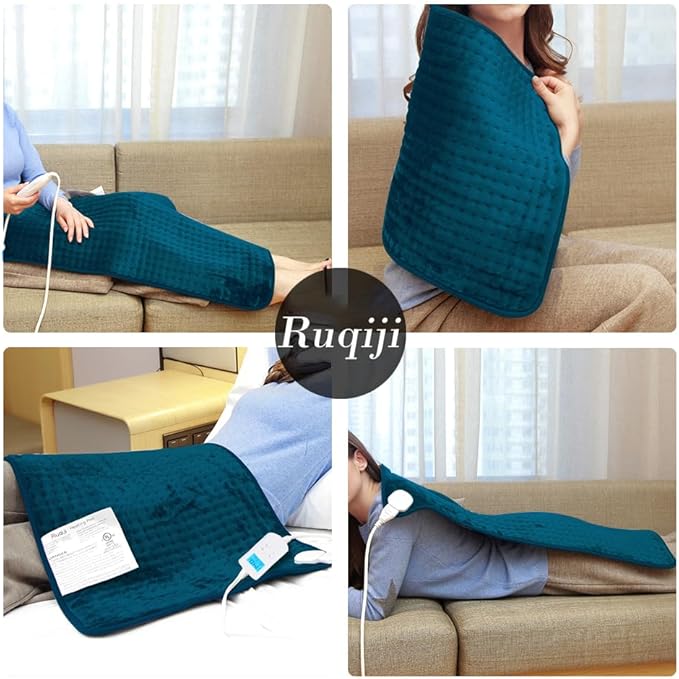 Ruqiji 17''x33'' XXXL King Size Heating Pad with 10 Temperature Settings, Pain Relief for Back/Neck/Shoulders/Menstrual Pain/Leg Cramp Christmas Gifts for Women Men Mom Dad(Dark Teal)-Ruum Studio Home