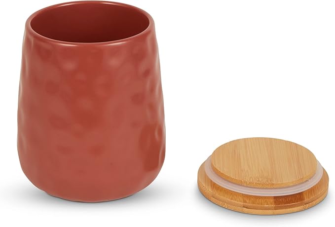 DII Kitchen Accessories Collection, Textured Matte Ceramic Canister Set, Cinnamon, Dimple, 2 Piece-Ruum Studio Home