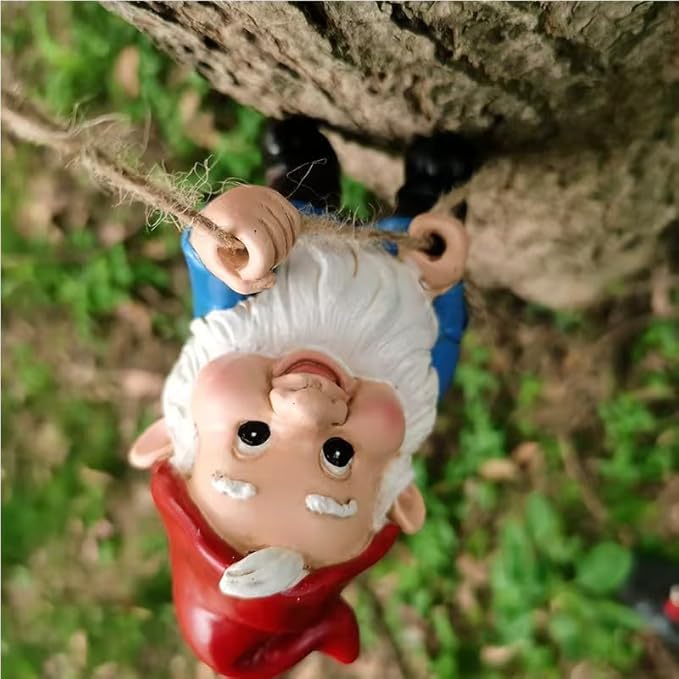 Climbing Gnomes Tree Faces Decor Outdoor for Yard, Adorable Gnome Elf Out Hugger Fairy Door Statue for Tree, Funny Garden Gnome Peeker Sculpture Yard Patio Art-Ruum Studio Home
