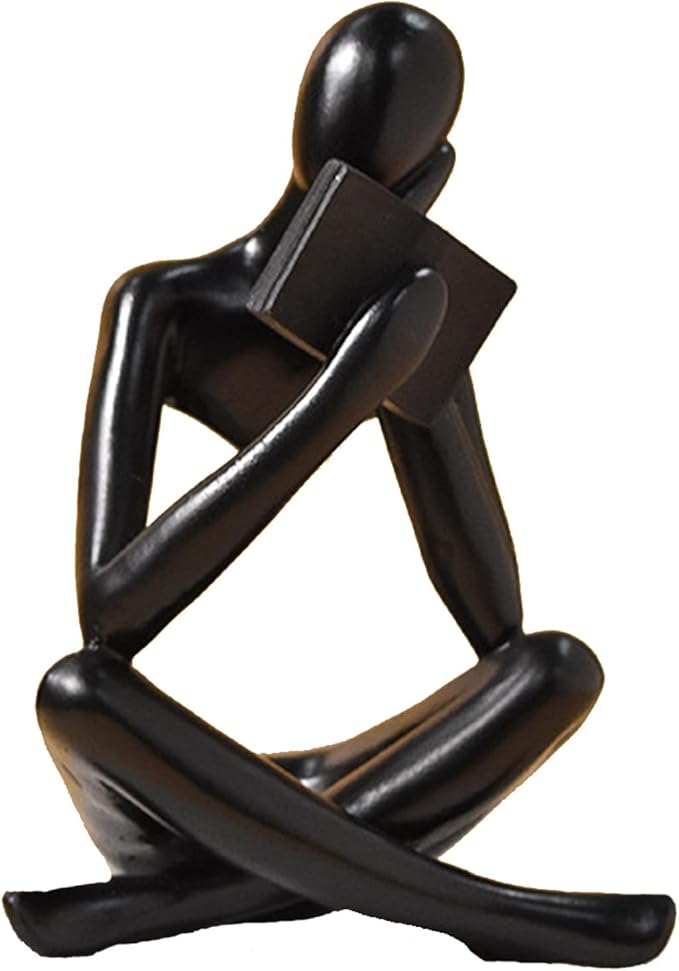 Bookshelf Decor Thinker Statue - Abstract Style Thinker Sculptures Modern Aesthetic Figurine Decoration Statues for Home Decor-Right Thinking-Black-Ruum Studio Home