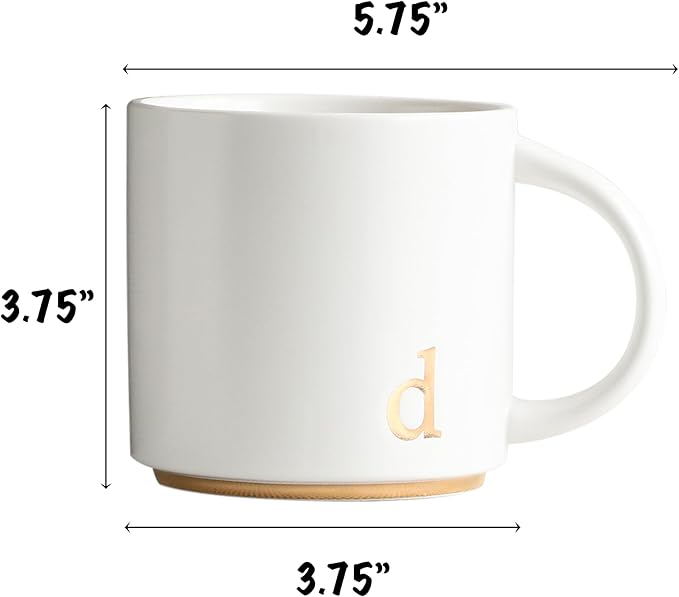 COLLECTIVE HOME - Monogram Ceramic Mugs, 15 oz Golden Initial Coffee Cups, Elegant Alphabet Tea Mugs, Elegant Personalized Mug with Gift Box, Luxurious Cups for Office and Home (d)-Ruum Studio Home