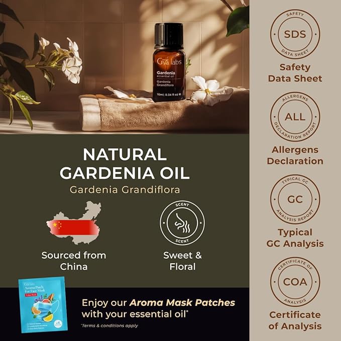 Gya Labs Gardenia Essential Oil for Diffuser - 0.34 Fl Oz - 100% Pure Natural Gardenia Oil for Skin, Aromatherapy & Candle Making Scent-Ruum Studio Home