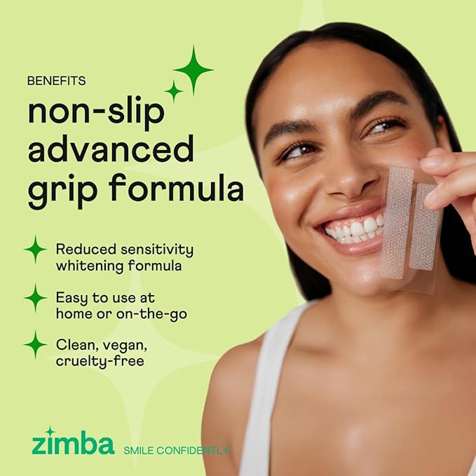 Zimba Spearmint Flavored Teeth Whitening Strips | Vegan, Enamel Safe Hydrogen Peroxide Teeth Whitener for Coffee, Wine, Tobacco, and Other Stains | 14 Day Treatment | Spearmint-Ruum Studio Home