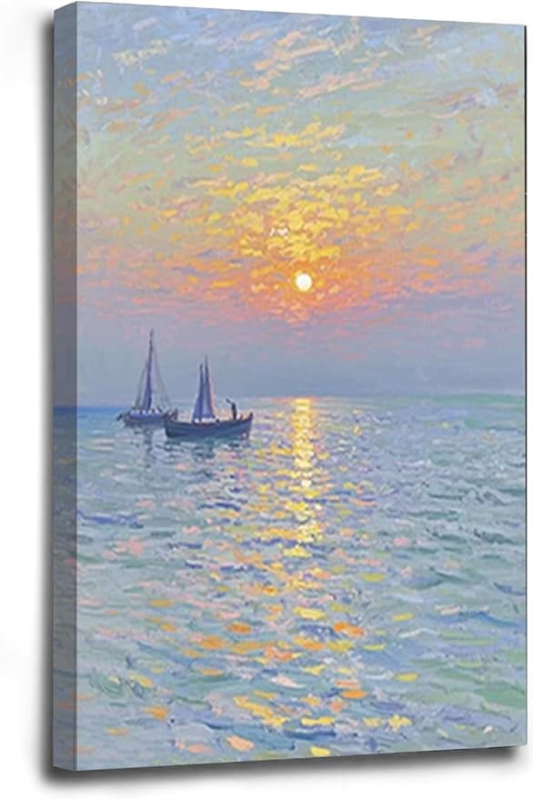 Coastal sailboat scenery poster art decor ocean nautical room decor beautiful sailboat seascape decor suitable for beach villa-Ruum Studio Home