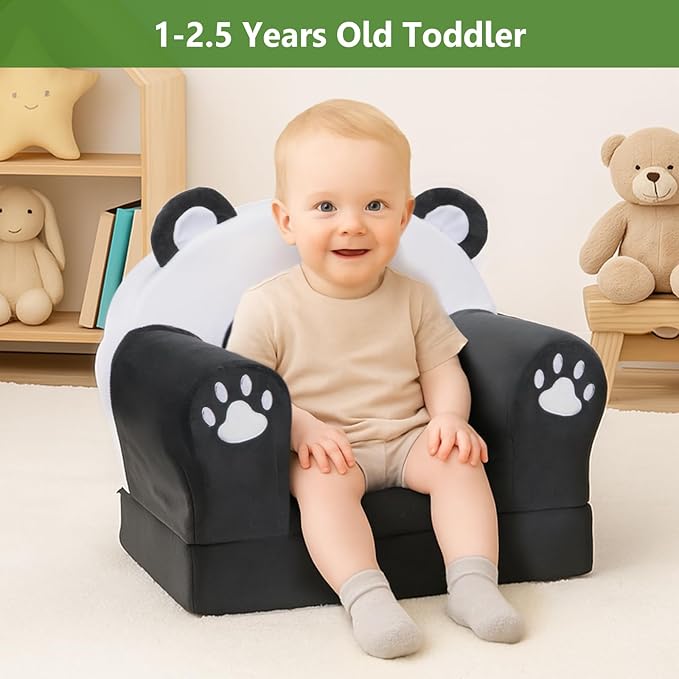 MONKISS Cute Toddler First Chair, Kids' Armchairs, Mini Couch for Baby, Panda, 1~2.5 Years Old-Ruum Studio Home