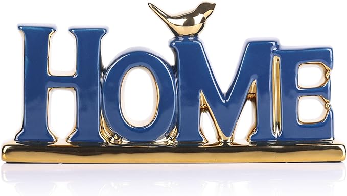Love Sign Decoration,Blue and Gold Love Signs for Home Decor Statue,Gold Bird Sculpture Personalized Love Decor,Gold Style Figurine Decorative Ornaments for Living Room,Bedroom,Desktop,Cabinets-Ruum Studio Home