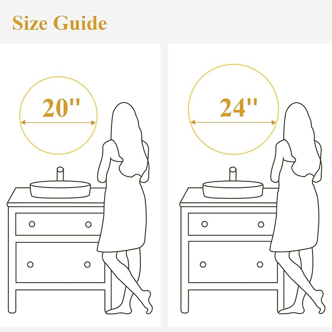 Fabuday Round Gold Mirror for Wall - 20 Inch Circle Mirror for Bathroom, Living Room Decor, Metal Golden Framed Small Circular Mirror-Ruum Studio Home