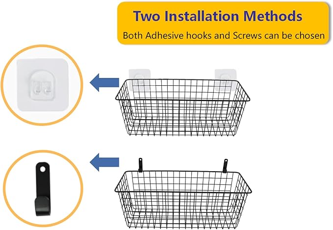 Joben Oligey 3 Set [Extra Large] Hanging Wall Baskets ,Wire Basket For Storage Pantry, Farmhouse Food Storage Kitchen Pantry Laundry Closet Garage RV ,Black-Ruum Studio Home