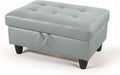Ottoman Rectangular Storage Ottoman Bench, Faux Leather Footrest, Coffee Table, Stool Footstool with Hinged Lid for Living Room, Bedroom, Entryway, Gray, 35"x23.5"x17.5"-Ruum Studio Home
