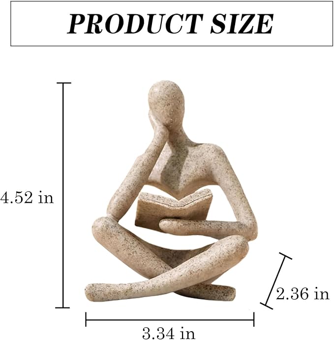 Bookshelf Decor Thinker Statue - Abstract Style Thinker Sculptures Modern Aesthetic Figurine Decoration Statues for Home Decor-Zuo Si-Sandstone-Ruum Studio Home