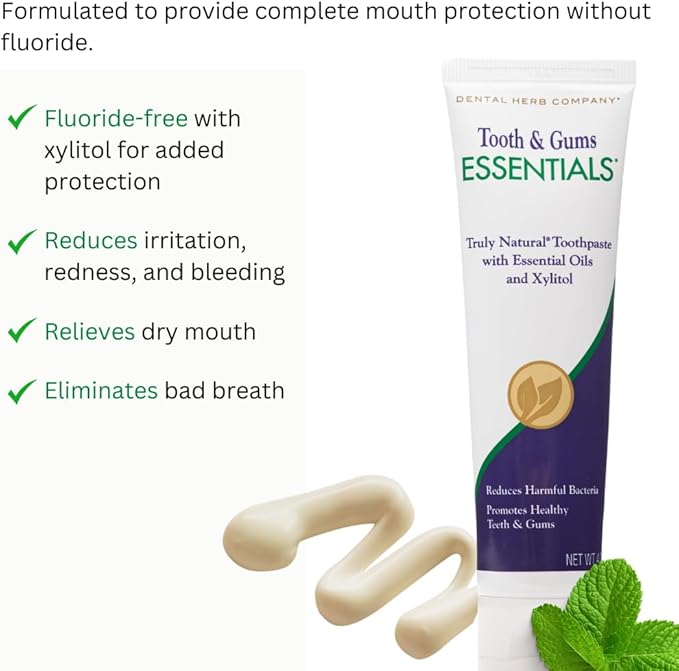 Dental Herb Company - Essentials Toothpaste - Truly Natural Fluoride-Free and SLS-Free - Superior Defense Against Bleeding and Irritated Gums, Dry Mouth, and Mouth sores. (4 oz.)-Ruum Studio Home