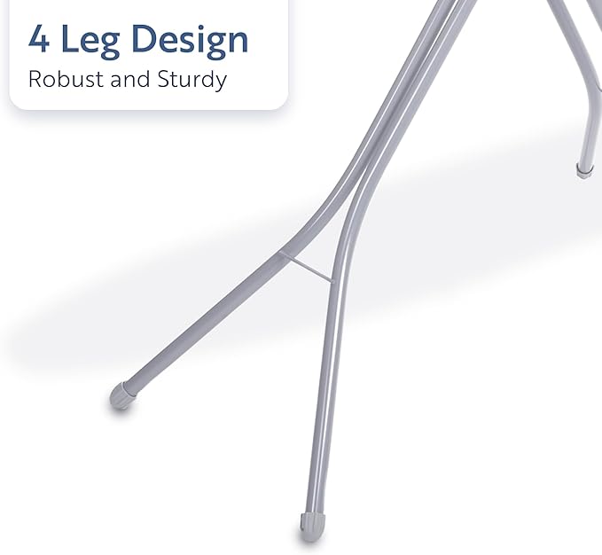 Minky Homecare Classic 4-Leg Ironing Board with Iron Rest - Freestanding Full Size Iron Board for Clothes Pressing with 43" x 14" Surface - Grey Honeycomb-Ruum Studio Home