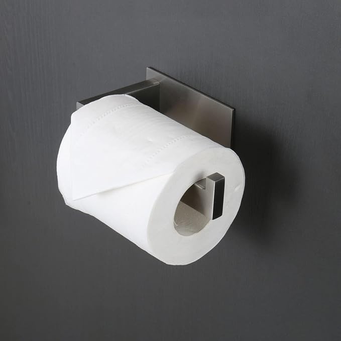 Toilet Paper Holder, Self Adhesive Tissue Holder Stainless Steel Rustproof Paper Roll Holder, No Drilling Easy to Install, Toilet Paper Rack Suitable for Office, Bathroom (2, Brushed Nickel)-Ruum Studio Home