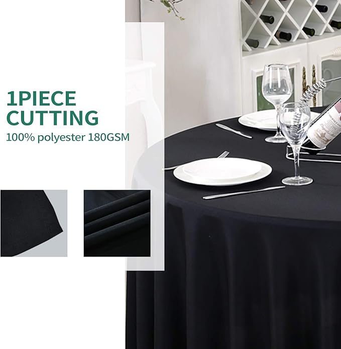 Surmente Black Tablecloth for Round Tables, 70-inch Round Table Cloths for Weddings, Banquets, or Restaurants-Ruum Studio Home