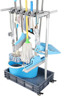 Broom And Mop Holder Put Wet Mops Movable Floor-Mounted Mop Rack Floor Standing Cleaning Tool Cart Storage For Garden Garage Schools, Hospitals, Factories, Hotels,Property Companies (12racks)-Ruum Studio Home