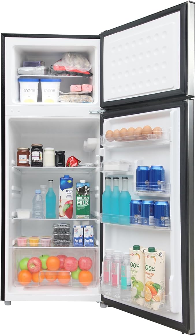 Frigidaire, 2 Door Apartment Size Refrigerator with Freezer, 7.5 cu ft, Adjustable Spill-Proof Shelves, Door & Crisper Bins, Platinum Silver, Garage Ready-Ruum Studio Home