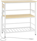 IBUYKE Kitchen Island with Storage, Bakers Rack with Power Outlet,Microwave Stand with Large Worktop,Rolling Bar Cart for Home, Outdoor, Kitchen,Light Wood TMJ029R-Ruum Studio Home