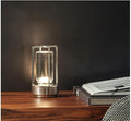 Portable Metal Table Lamp for Indoor/Outdoor ,Rechargeable Cordless LED Lamp, 3-Colour Infinitely Dimming Battery Powered Small Desk Lamp, Restaurant/Bedroom/Bar/Coffee Shop/Camping Light (Silver)-Ruum Studio Home