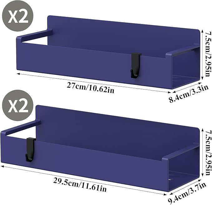 4 Pack Magnetic Spice Rack Organizer for Refrigerator and Oven, Dark Blue Fridge Organizers and Storage for Kitchen-Ruum Studio Home