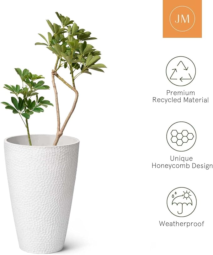 LA JOLIE MUSE Tall White Planter for Indoor Plants,20 Inch Tall Round Planter, Modern Flower Pot Containers,Large Decorative Tree Plant Pot,1 Pack-Ruum Studio Home