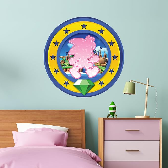 Speed Hero Wall Decal – Removable Vinyl Wall Art with Chaos Emerald Design – Gaming Room, Bedroom & Playroom Decor (Speed Hero)-Ruum Studio Home