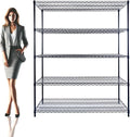60"x24"x72" Black 5-Tier Premium Metal Wire Shelving NSF 4000 LBS MAX Capacity Heavy Duty Steel Storage Rack for Warehouse, Garage, Hospital, Commercial Space & School w/Premium Wheels-Ruum Studio Home