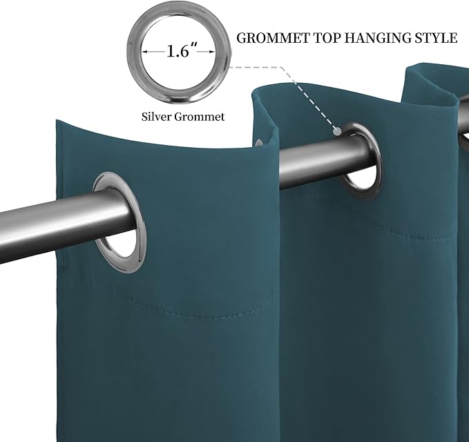 Easy-Going Blackout Curtains for Bedroom, Solid Thermal Insulated Grommet and Noise Reduction Window Drapes, Room Darkening Curtains for Living Room, 2 Panels (52x108 in,Bluestone)-Ruum Studio Home