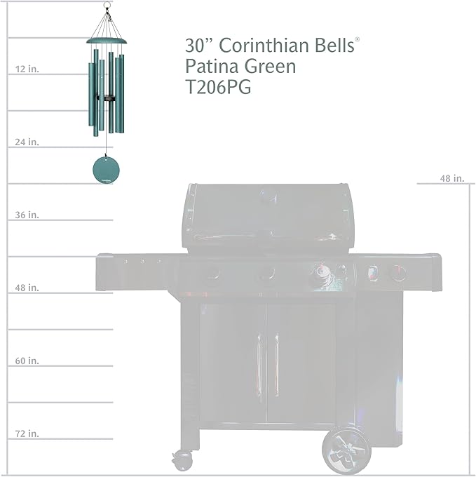 Corinthian Bells by Wind River - 30 inch Patina Green Wind Chime for Patio, Backyard, Garden, and Outdoor Decor (Aluminum Chime) Made in The USA-Ruum Studio Home