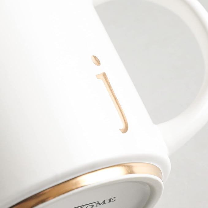 COLLECTIVE HOME - Monogram Ceramic Mugs, 15 oz Golden Initial Coffee Cups, Elegant Alphabet Tea Mugs, Elegant Personalized Mug with Gift Box, Luxurious Cups for Office and Home (j)-Ruum Studio Home