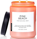 M&SENSE Pink Beach Sands Jar Candle, 19.4oz Pineapple Coconut Scented Natural Soy Candles for Home Scented, 110 Hour Burn Time, Home Decor Gift for Women, Friends, Family, Colleagues, Couples-Ruum Studio Home