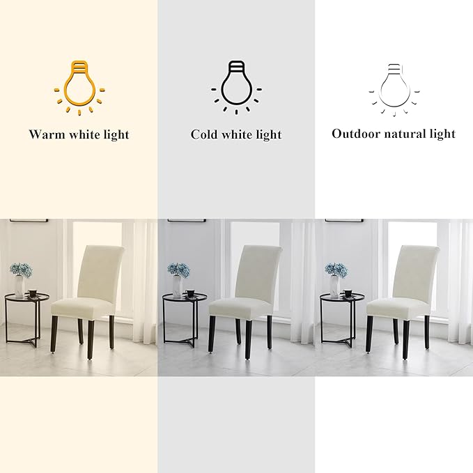 Joccun Chair Covers for Dining Room Set of 6,Dining Chair Slipcovers Stretch Dining Room Chair Covers Seat Protector,Washable Parsons Chair Cover for Home,Hotel,Banquet(Ivory,6 Pack)