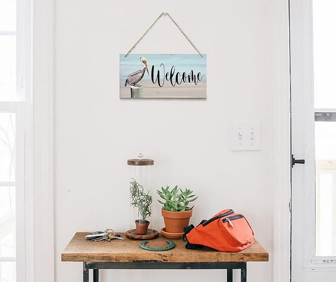 Rustic Hanging Welcome Wood Sign, 12 * 6inch - Farmhouse Porch Wall Art-Ruum Studio Home
