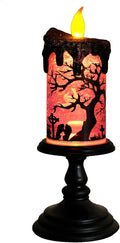 Eldnacele Halloween Snow Globe Candles Lighted Lamp, Battery Operated Spinning Water Glittering Tornado Flameless Candles Table Centerpiece for Halloween Decoration Indoor(Ghost)-Ruum Studio Home